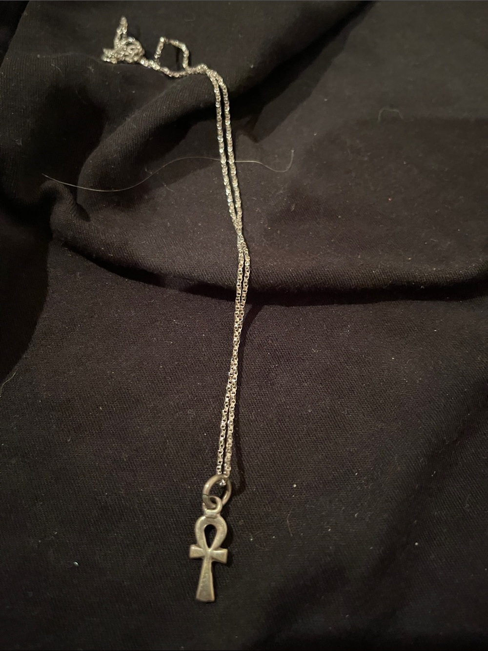 Sterling Silver Ankh Pendant Necklace - Silver